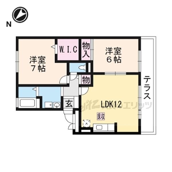 メルベーユ吉兆Ｃ棟 105｜滋賀県野洲市久野部(賃貸アパート2LDK・1階・58.81㎡)の写真 その2