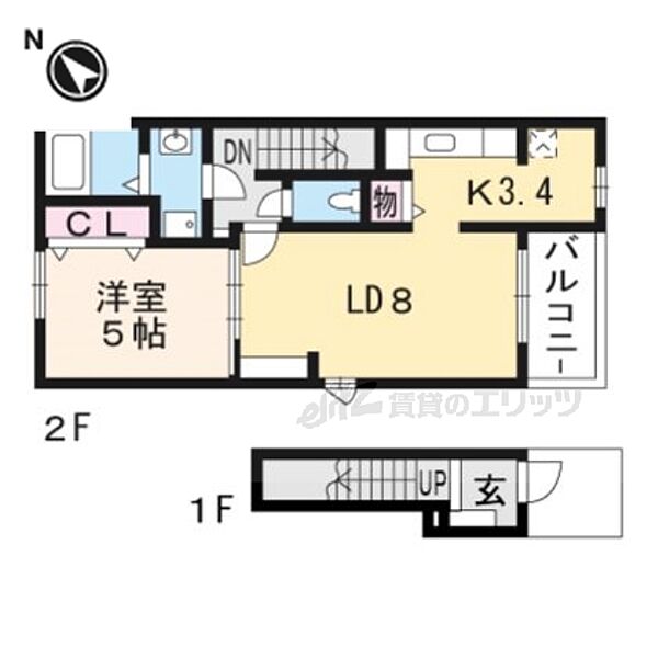 京都府京都市南区吉祥院政所町(賃貸アパート1LDK・2階・42.28㎡)の写真 その2