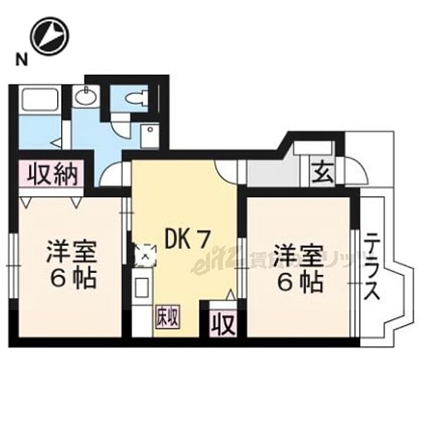 滋賀県栗東市下鈎(賃貸アパート2DK・1階・46.06㎡)の写真 その2