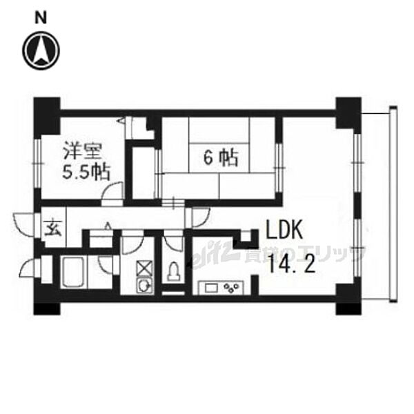 京都府京都市南区吉祥院九条町(賃貸マンション2LDK・6階・59.80㎡)の写真 その2