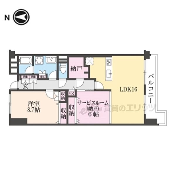 京都府京都市左京区岡崎円勝寺町(賃貸マンション2LDK・地下1階・78.28㎡)の写真 その2