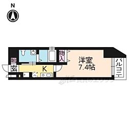 アーバンフラッツ四条西洞院 2階1Kの間取り
