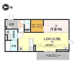 JR湖西線 大津京駅 徒歩8分の賃貸アパート 3階1LDKの間取り