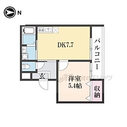 京阪京津線 びわ湖浜大津駅 徒歩8分の賃貸マンション 4階1DKの間取り
