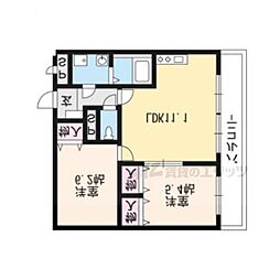 京都地下鉄東西線 烏丸御池駅 徒歩6分の賃貸マンション 3階2LDKの間取り