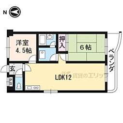 第15パールハイツからはし 4階2LDKの間取り