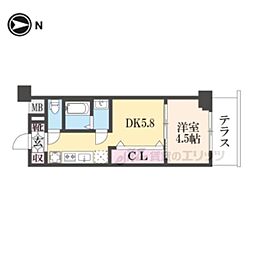JR東海道・山陽本線 西大路駅 徒歩11分の賃貸マンション 1階1DKの間取り