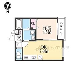 JR奈良線 東福寺駅 徒歩9分の賃貸アパート 2階1LDKの間取り