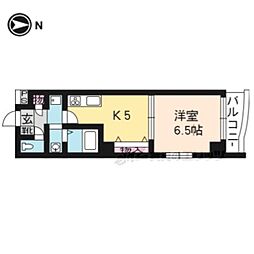 京都市営烏丸線 丸太町駅 徒歩8分の賃貸マンション 2階1Kの間取り