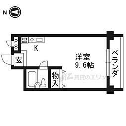 竹田マンション 3階ワンルームの間取り