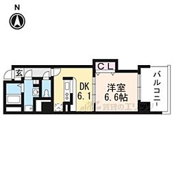 ベルビュー七条河原町 5階1DKの間取り