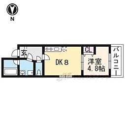 京都市営烏丸線 四条駅 徒歩6分の賃貸マンション 4階1LDKの間取り