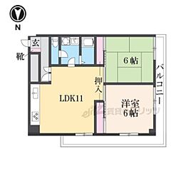アドヴァンス比叡 2LDKの間取図画像