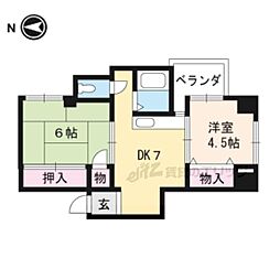 レークハイツ瀬田 2DKの間取図画像