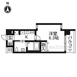 エストーネ京都二条 1Kの間取図画像