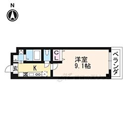 グランステージ京都四条 1Kの間取図画像