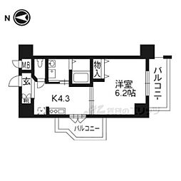 エステムコート京都駅前KOTO 1DKの間取図画像