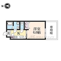 プール・トゥジュール東福寺 1Kの間取図画像