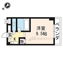 カルテットコボリB棟 1Kの間取図画像