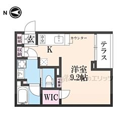 CASA瀬田の唐橋 ワンルームの間取図画像