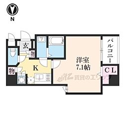 アドバンス京都デタンデュ 1Kの間取図画像