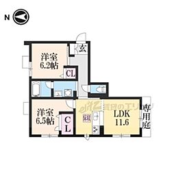 マイルストーンS山陵 2LDKの間取図画像