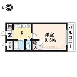タウンルームキシ 1Kの間取図画像