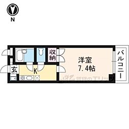 ハーベストコート二条 1Kの間取図画像