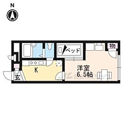 レオパレスヤングフォレストA 1Kの間取図画像