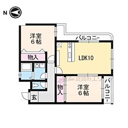 メゾン・プルミエール桂 2LDKの間取図画像