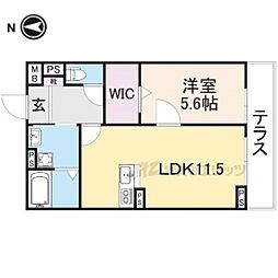 Albero京都椥辻 1LDKの間取図画像
