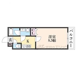 カーサ・フェリーチェ桂 1Kの間取図画像