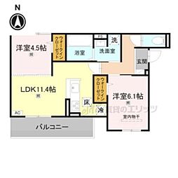 スペチアーレくいな橋 2LDKの間取図画像