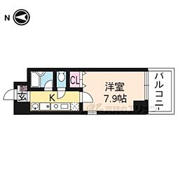 ウイングス西京 1Kの間取図画像