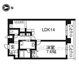 KDXレジデンス西大路 1LDKの間取図画像