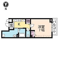 パレス龍大 1Kの間取図画像