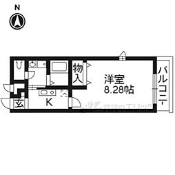 アンプルールクラージュルヴニール 1Kの間取図画像