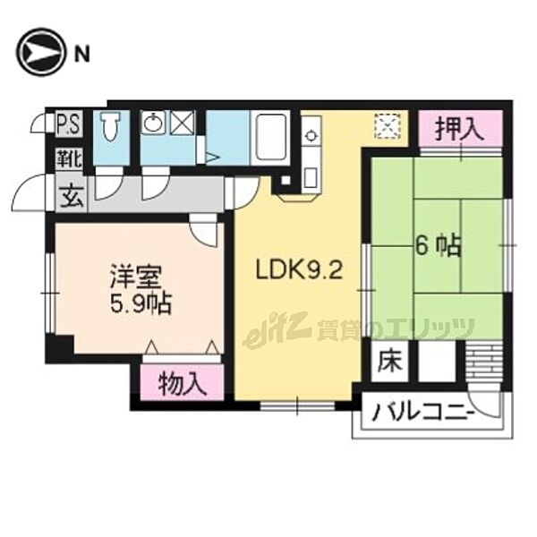 コスモスフローラ醍醐 408｜京都府京都市伏見区醍醐構口町(賃貸マンション2LDK・4階・51.07㎡)の写真 その2