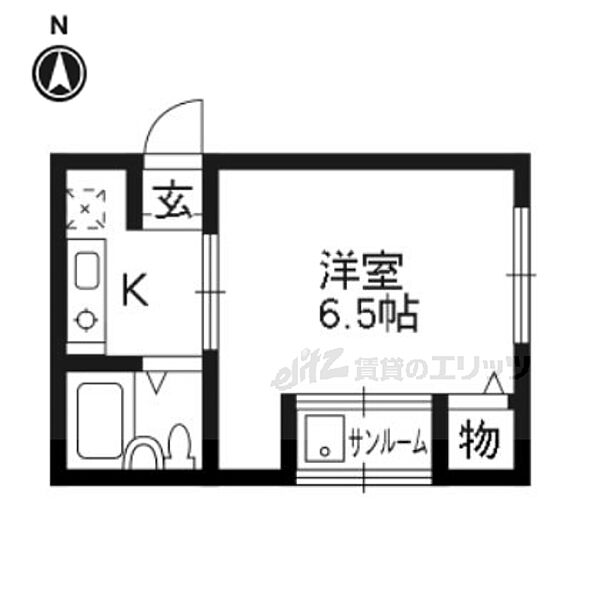 フラット大藪 2-B｜京都府京都市伏見区深草坊町(賃貸マンション1K・2階・17.01㎡)の写真 その2