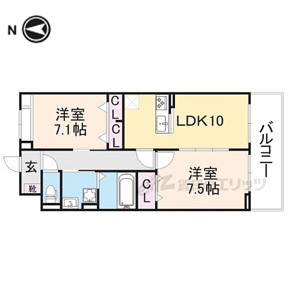 エスポワールVI 203｜京都府京都市伏見区久我石原町(賃貸アパート2LDK・2階・58.82㎡)の写真 その2