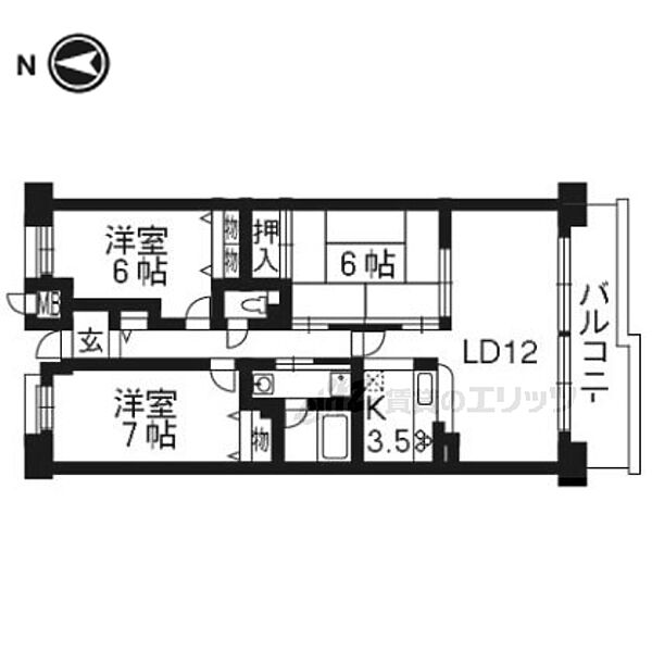 京都府京都市伏見区桃山町大島(賃貸マンション3LDK・3階・74.14㎡)の写真 その2