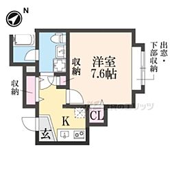 京都地下鉄東西線 石田駅 徒歩5分の賃貸アパート 3階1Kの間取り