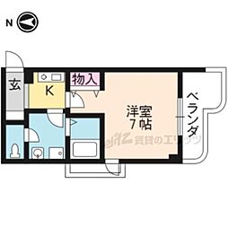 近鉄京都線 竹田駅 徒歩3分の賃貸マンション 2階1Kの間取り