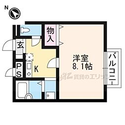 アムール水口 2階1Kの間取り