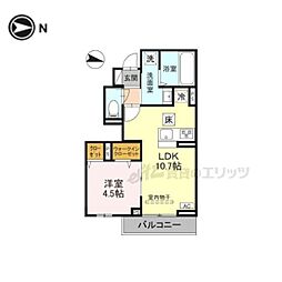 キャッスルヴュー山口 103 1階1LDKの間取り