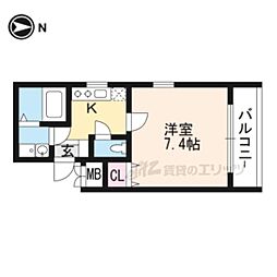 京阪本線 清水五条駅 徒歩10分の賃貸マンション 1階1Kの間取り