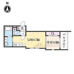 ウィローツリーレジデンス京都伏見 3階1LDKの間取り