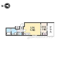 JR山陰本線 丹波口駅 徒歩8分の賃貸アパート 1階1LDKの間取り