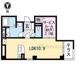 レジデンス京都洛央 1階1LDKの間取り