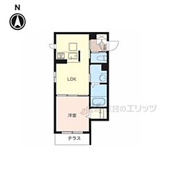 シャーメゾン伊勢屋 1階1LDKの間取り